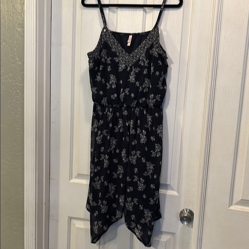 Navy Floral Spaghetti Strap Dress